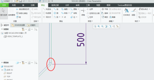 Creo6.0相交尺寸延长线的显示怎么设置