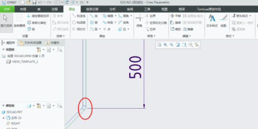 Creo6.0相交尺寸延长线的显示怎么设置